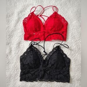 *NWOT* Victoria's Secret PINK Medium Red & Black Strappy Lace Bralette Bundle